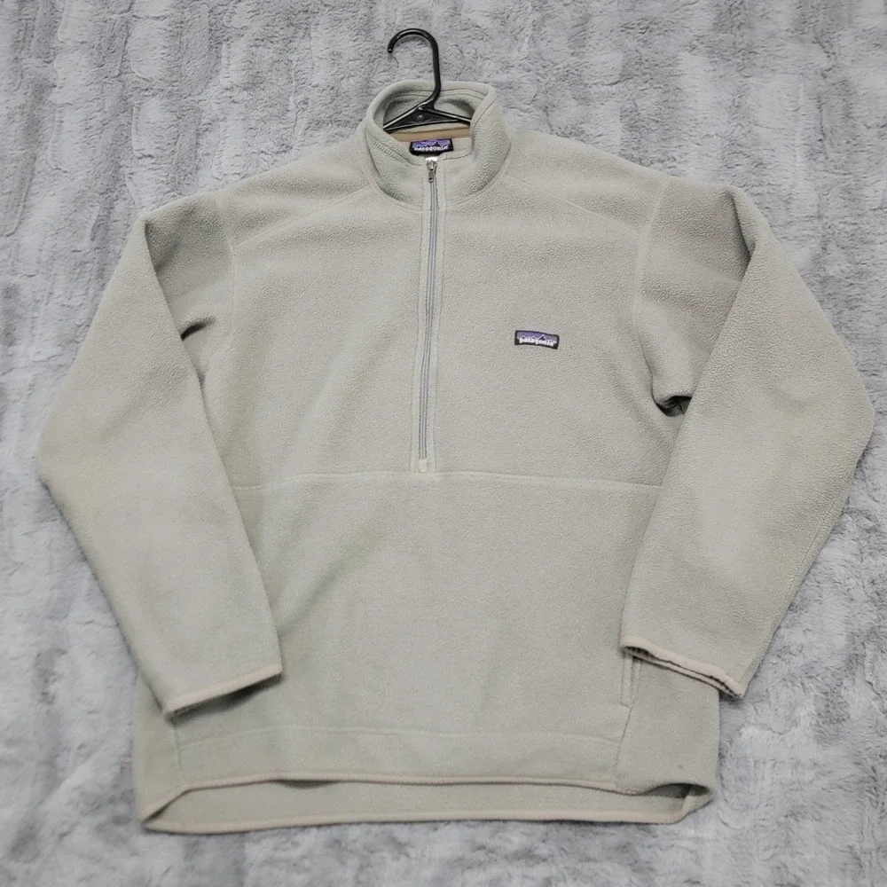 Patagonia Synchilla Marsupial Fleece Pullover Mens Large Gray 1/4 Zip Pockets